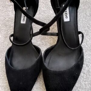 Black Suede Pointed-Toe Lace-Up Heels by Nine West